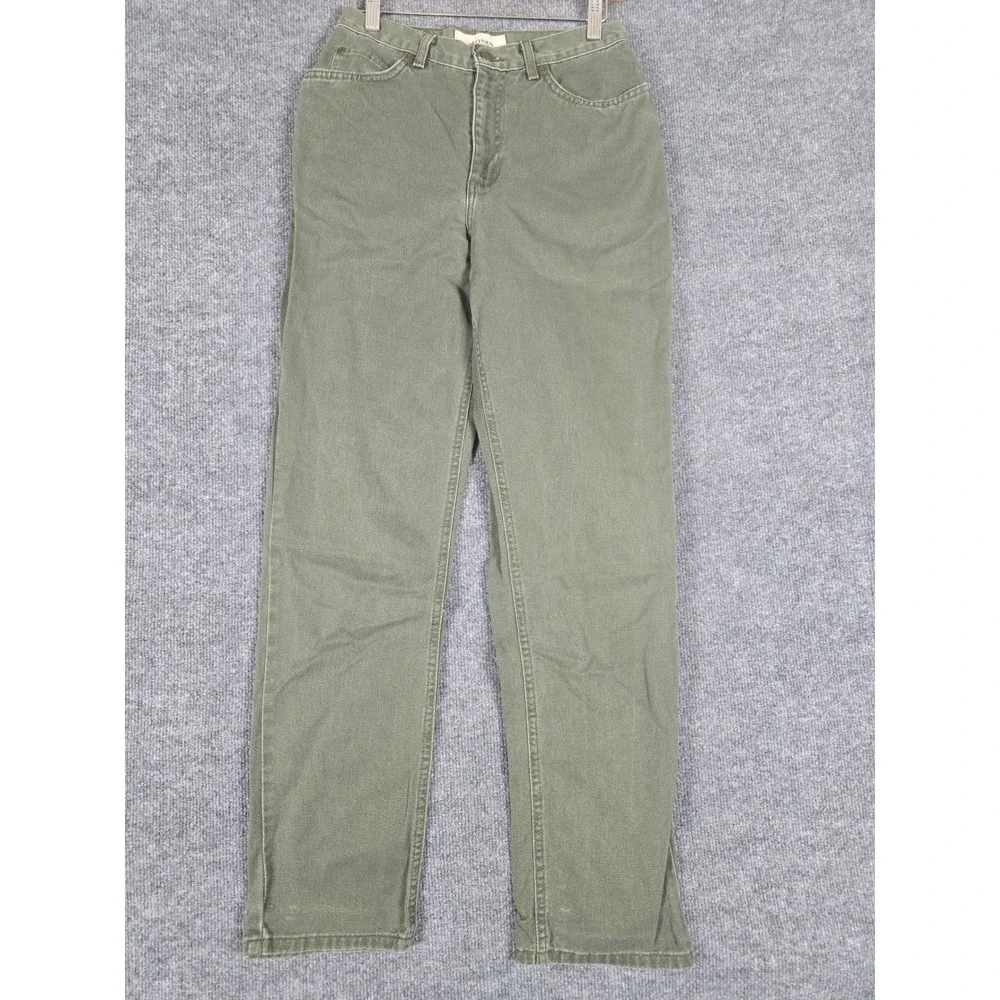 Jones Sport Womens Olive Green Canvas Pants Size 6 High Rise Straight Leg